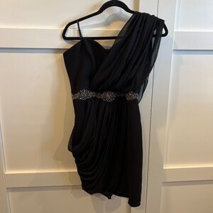 Pearl, Georgina Chapman of Marchesa, black, strapless with one shoulder mini
